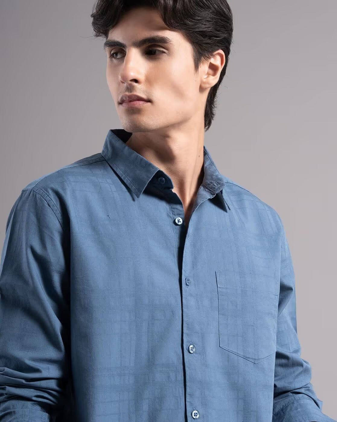Men Dobby Smart Slim Fit Casual Shirt