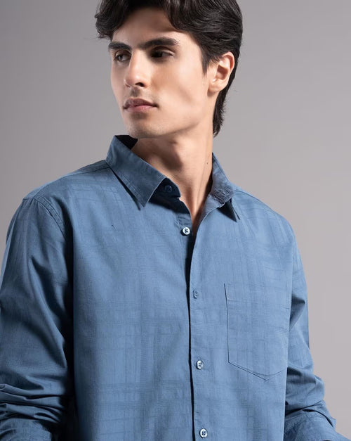 Men Dobby Smart Slim Fit Casual Shirt