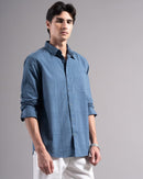 Men Dobby Smart Slim Fit Casual Shirt