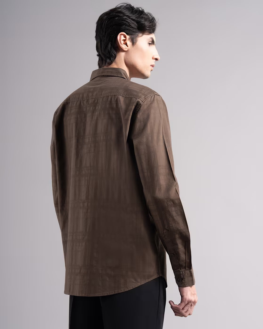 Men Dobby Smart Slim Fit Casual Shirt