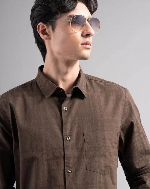Men Dobby Smart Slim Fit Casual Shirt