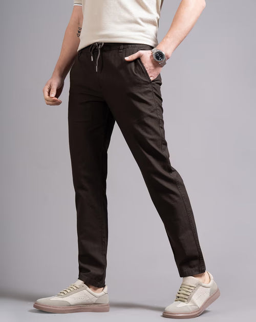 Men Ankle  Fit Smart Slim Fit Low-Rise Regular Trousers