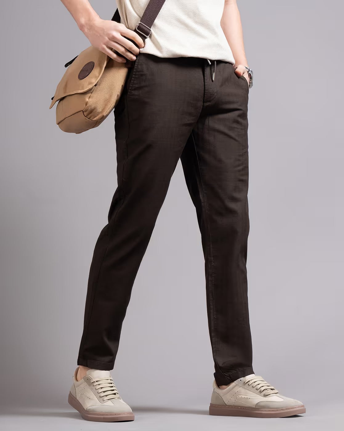 Men Ankle  Fit Smart Slim Fit Low-Rise Regular Trousers