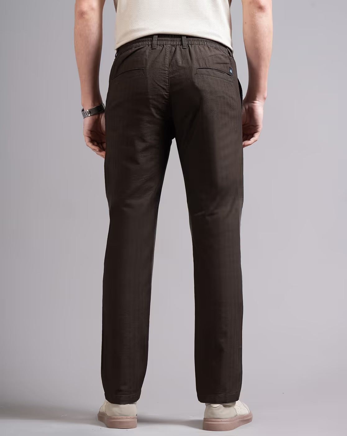 Men Ankle  Fit Smart Slim Fit Low-Rise Regular Trousers