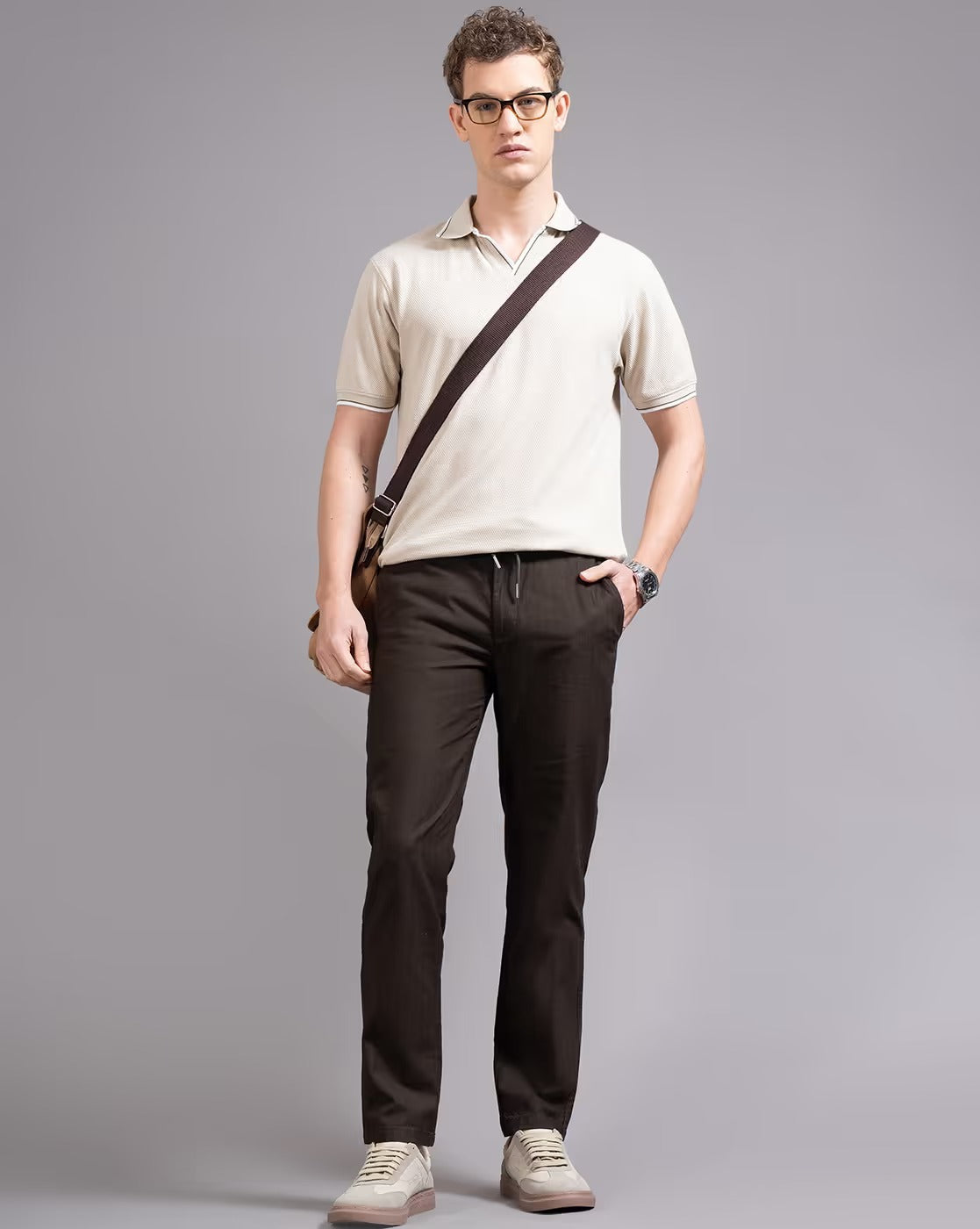 Men Ankle  Fit Smart Slim Fit Low-Rise Regular Trousers