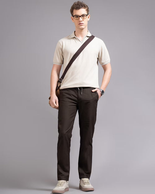 Men Ankle  Fit Smart Slim Fit Low-Rise Regular Trousers