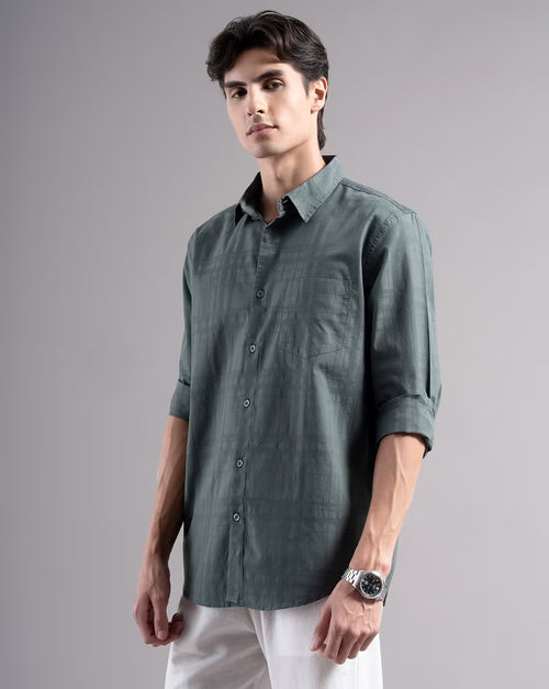 Men Dobby Smart Slim Fit Casual Shirt