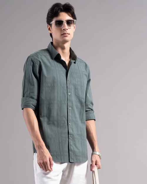 Men Dobby Smart Slim Fit Casual Shirt