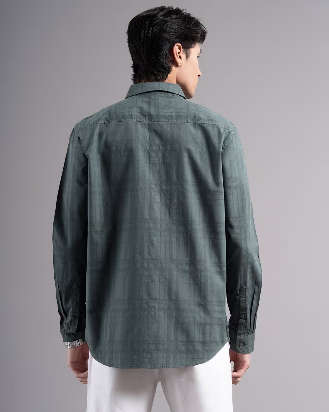 Men Dobby Smart Slim Fit Casual Shirt