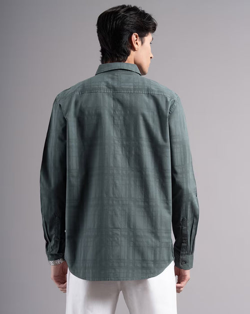 Men Dobby Smart Slim Fit Casual Shirt