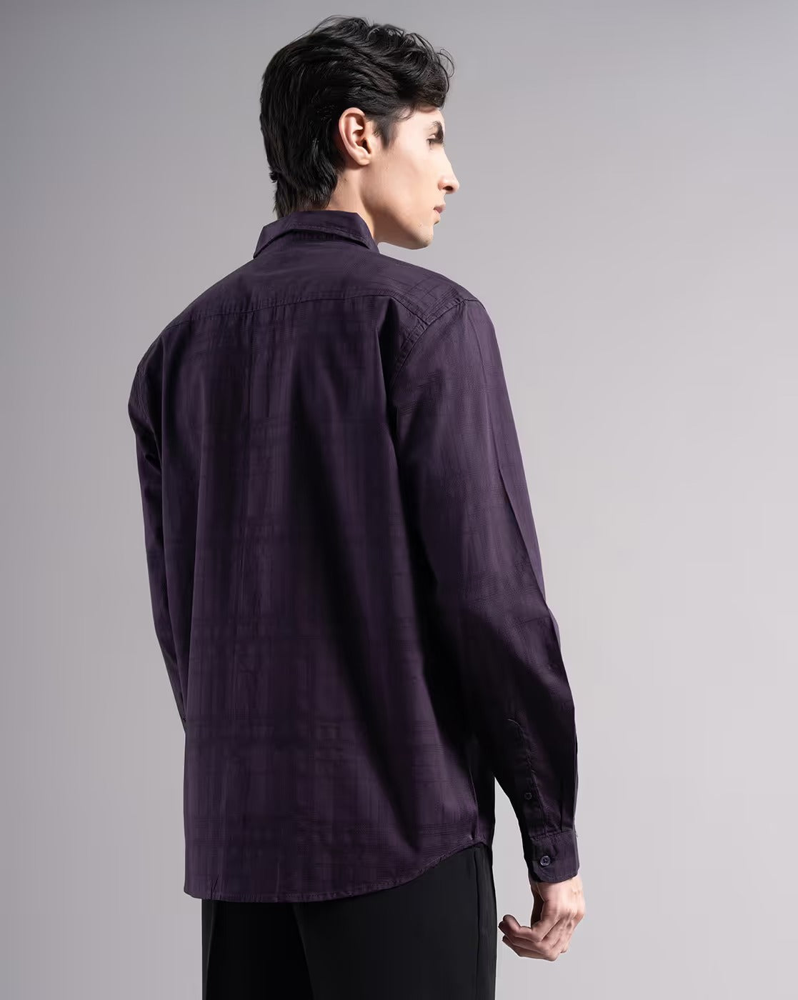 Men Self-Weaved Slim Fit Shirt
