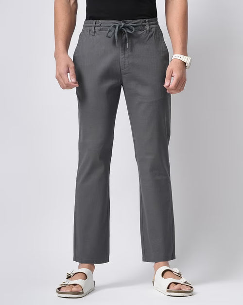 Men Comfort Slim Fit Low-Rise Cotton Cargos Trousers