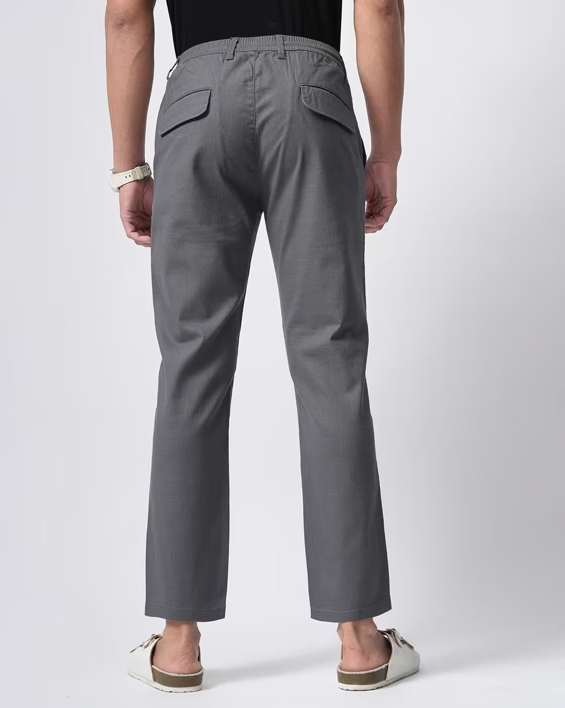 Men Comfort Slim Fit Low-Rise Cotton Cargos Trousers