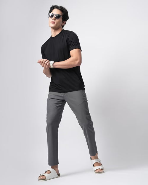 Men Comfort Slim Fit Low-Rise Cotton Cargos Trousers