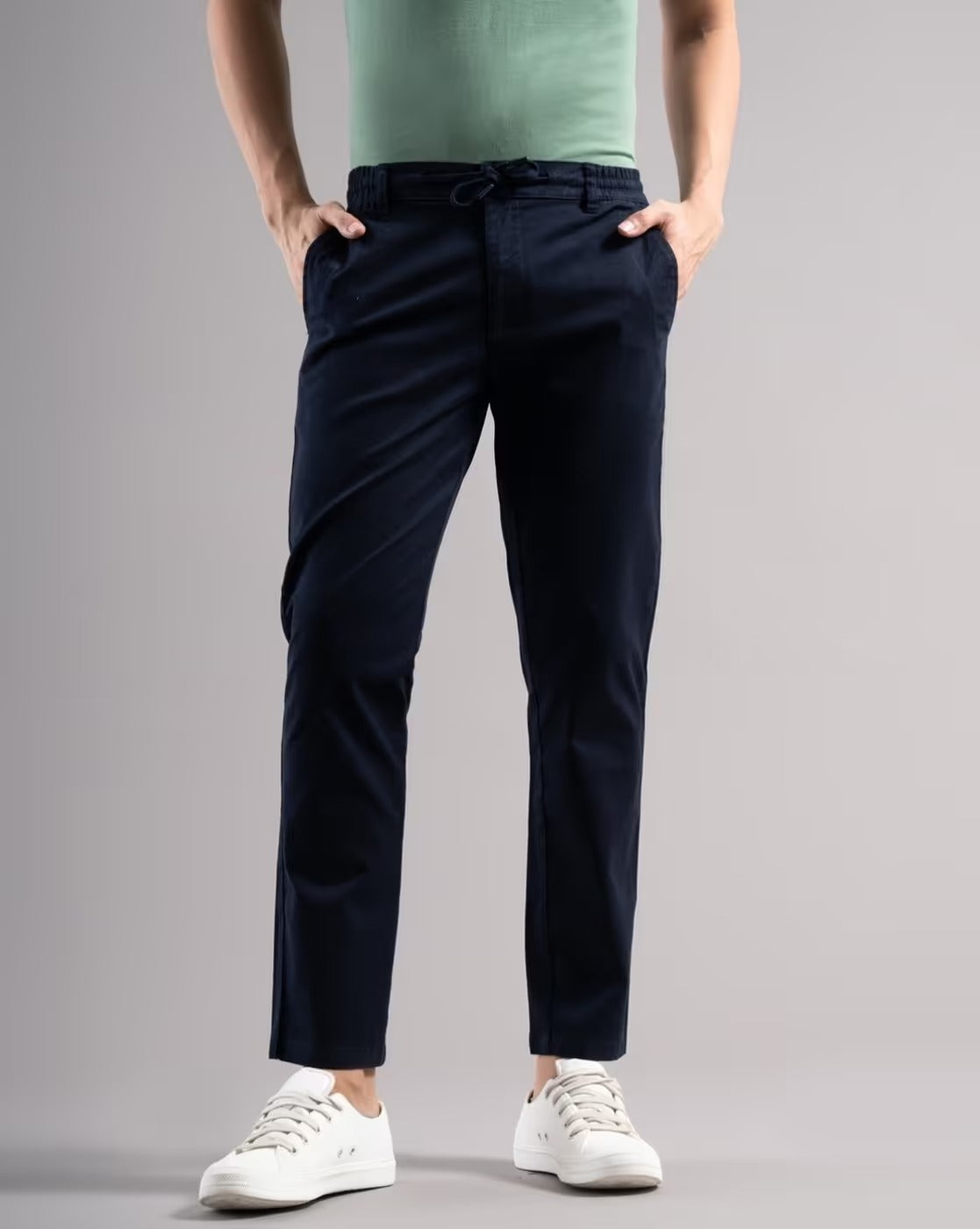 Men Smart Slim Fit Low-Rise Trousers