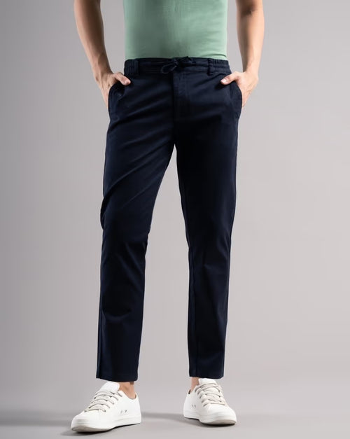 Men Smart Slim Fit Low-Rise Trousers