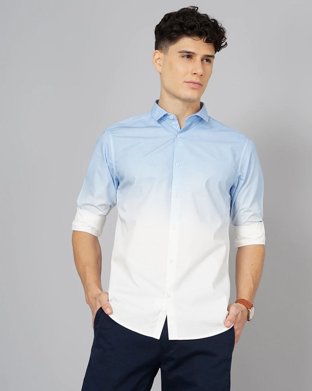 Men Ombre-Dyed Slim Fit Shirt