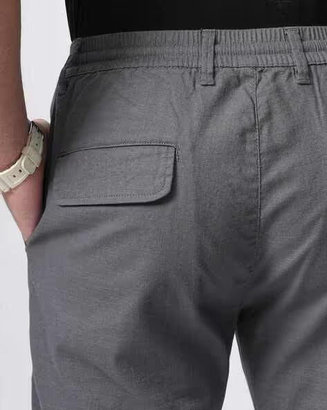 Men Comfort Slim Fit Low-Rise Cotton Cargos Trousers
