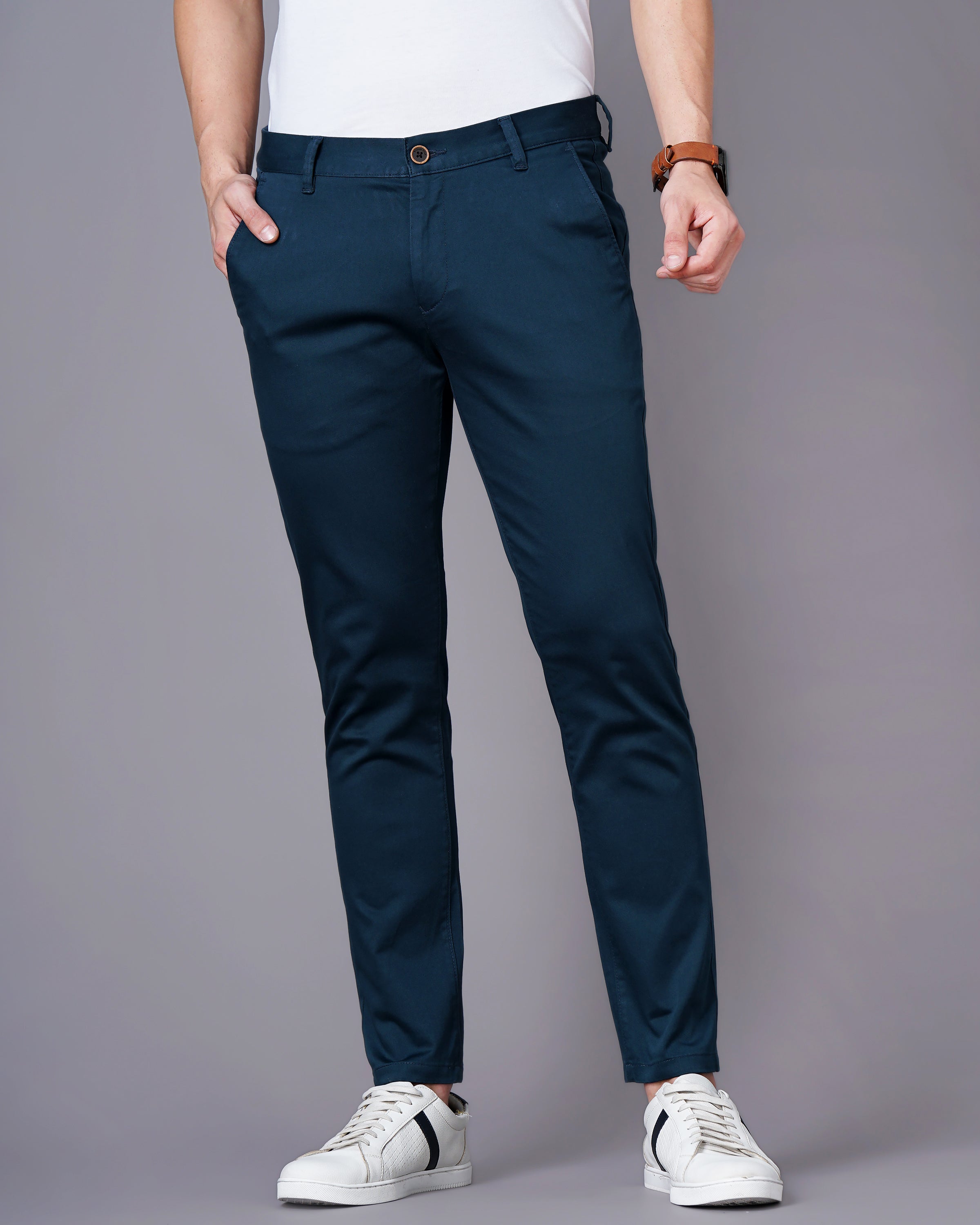 Slim Fit Flat-Front Trousers
