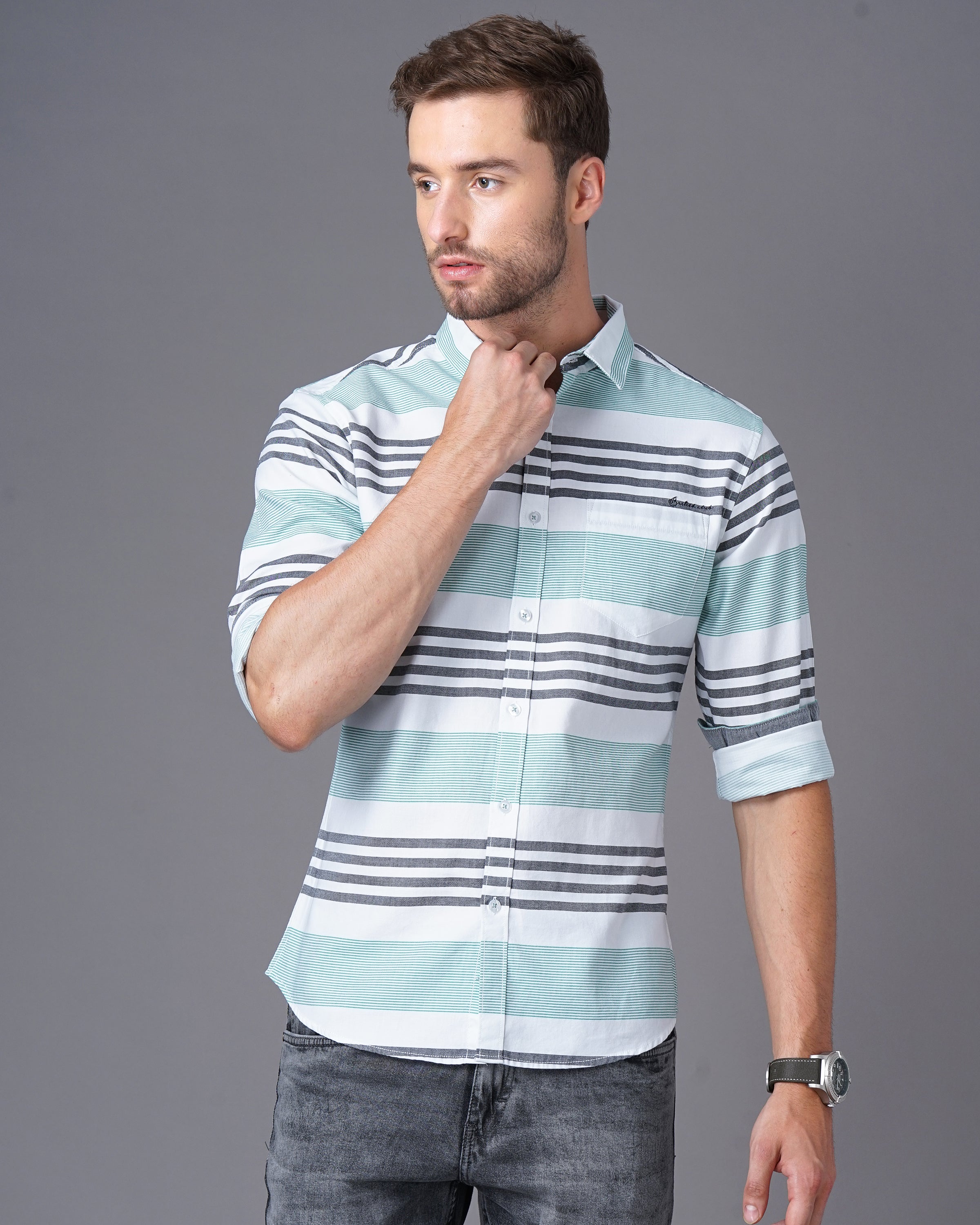 Slim Fit Striped Casual Shirt