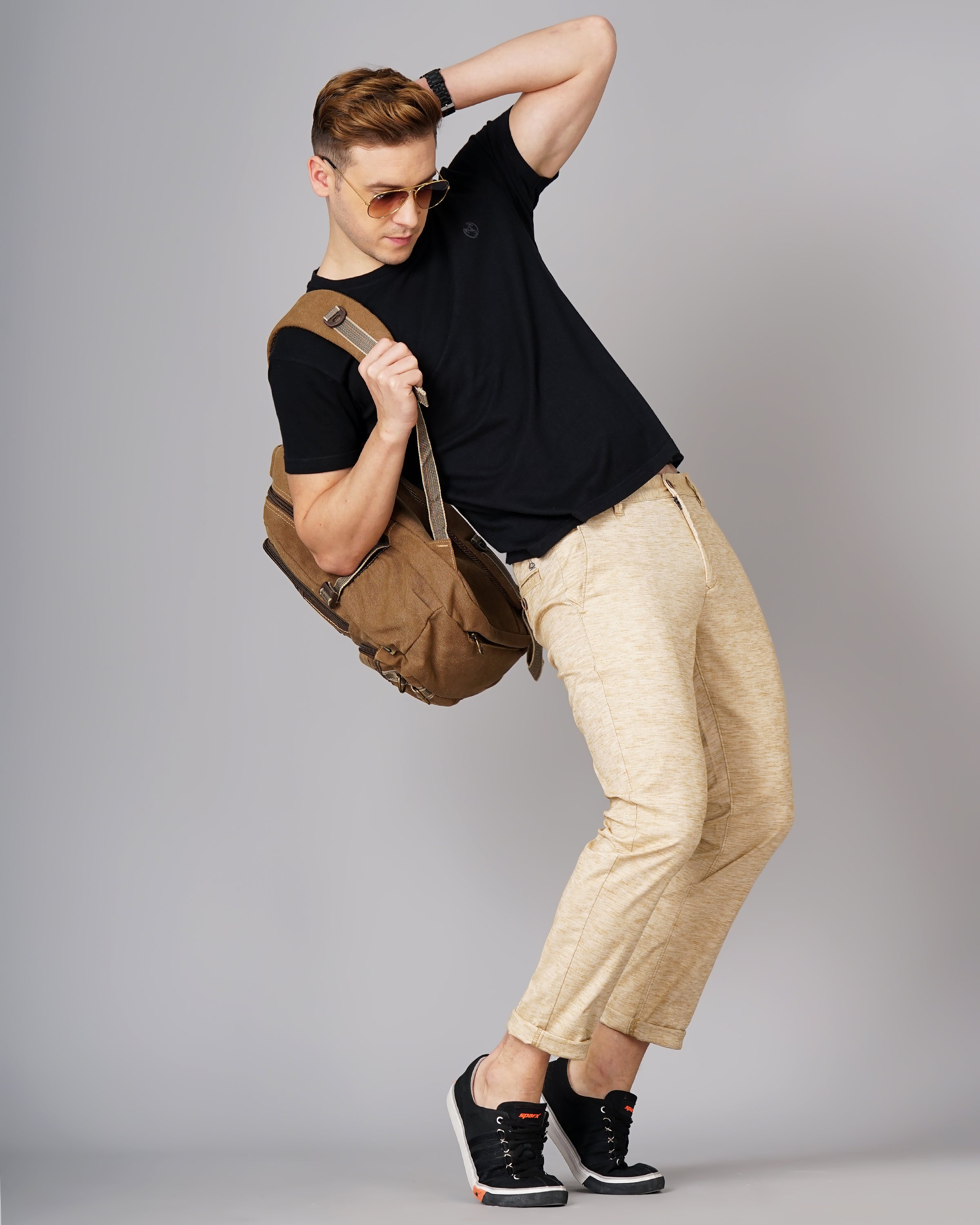 Heathered Slim Fit Flat-Front Chinos
