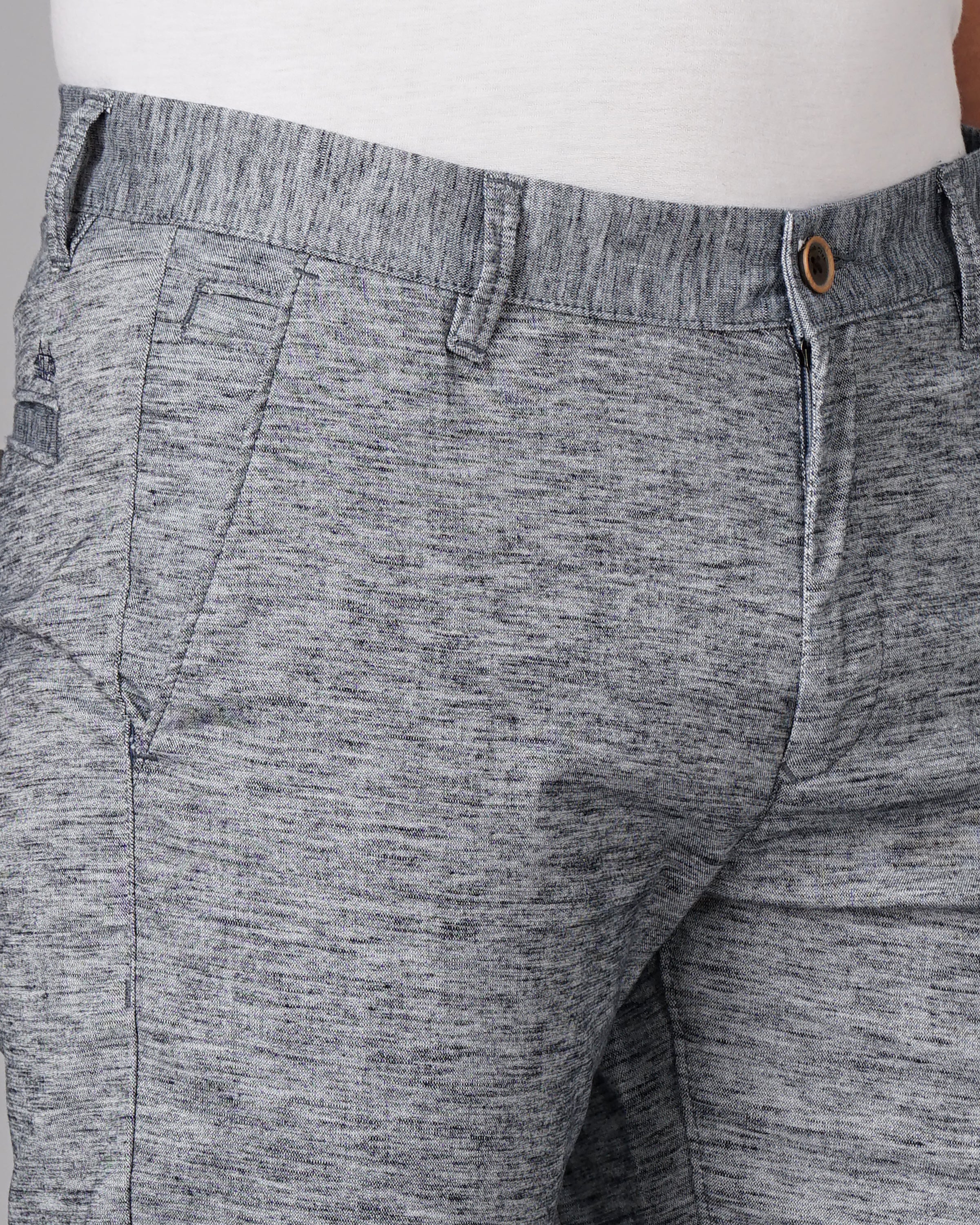 Heathered Slim Fit Flat-Front Chinos