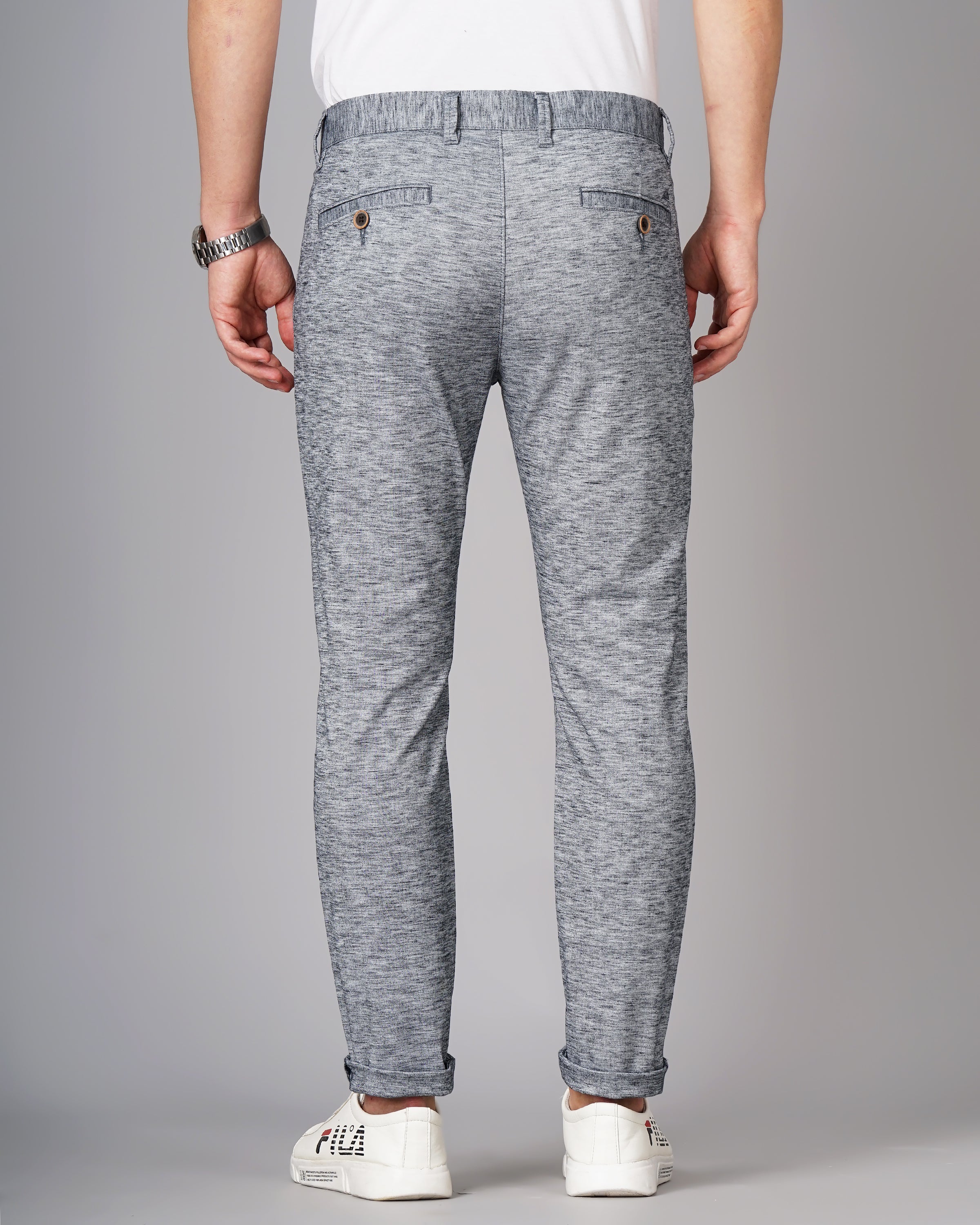 Heathered Slim Fit Flat-Front Chinos