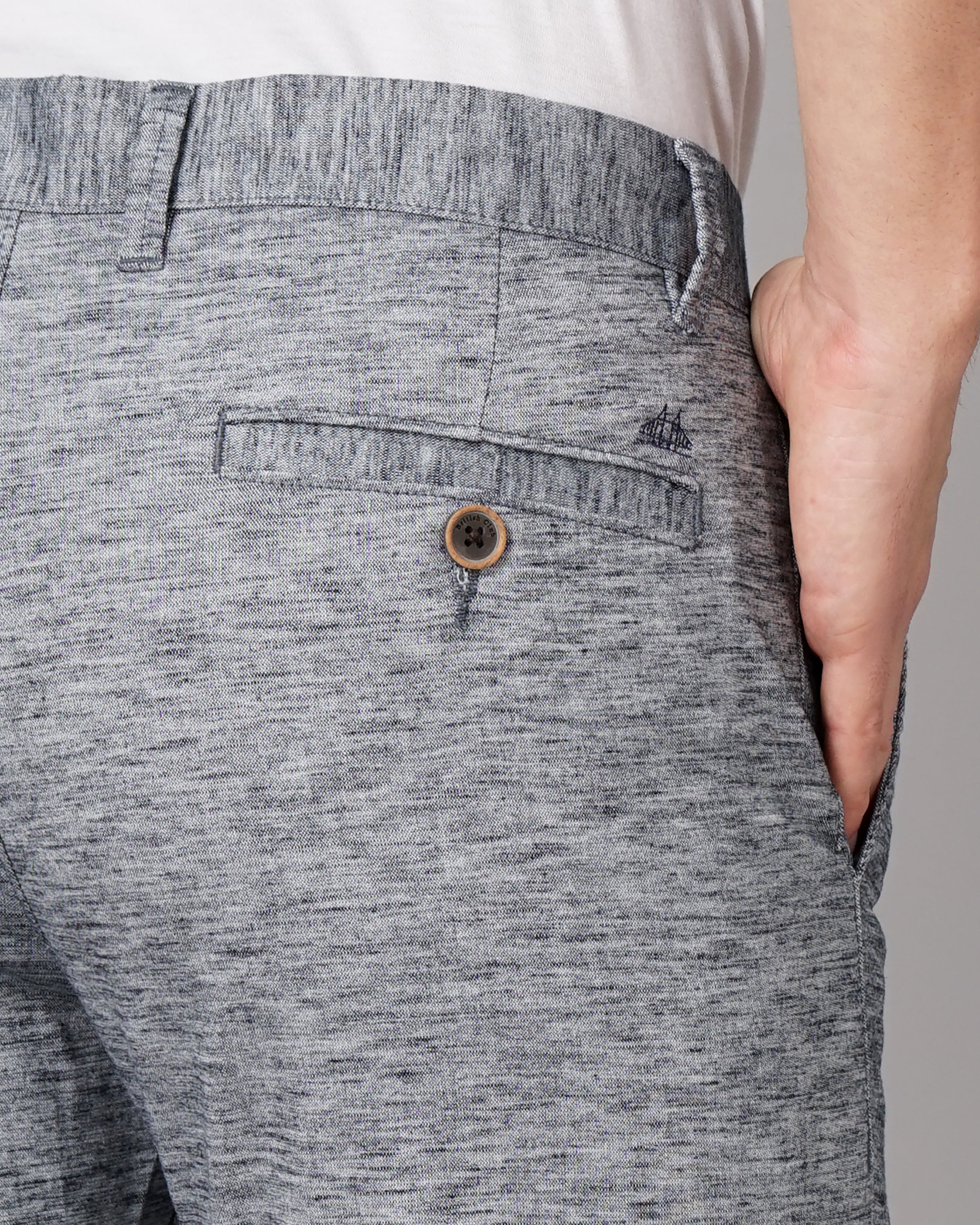 Heathered Slim Fit Flat-Front Chinos