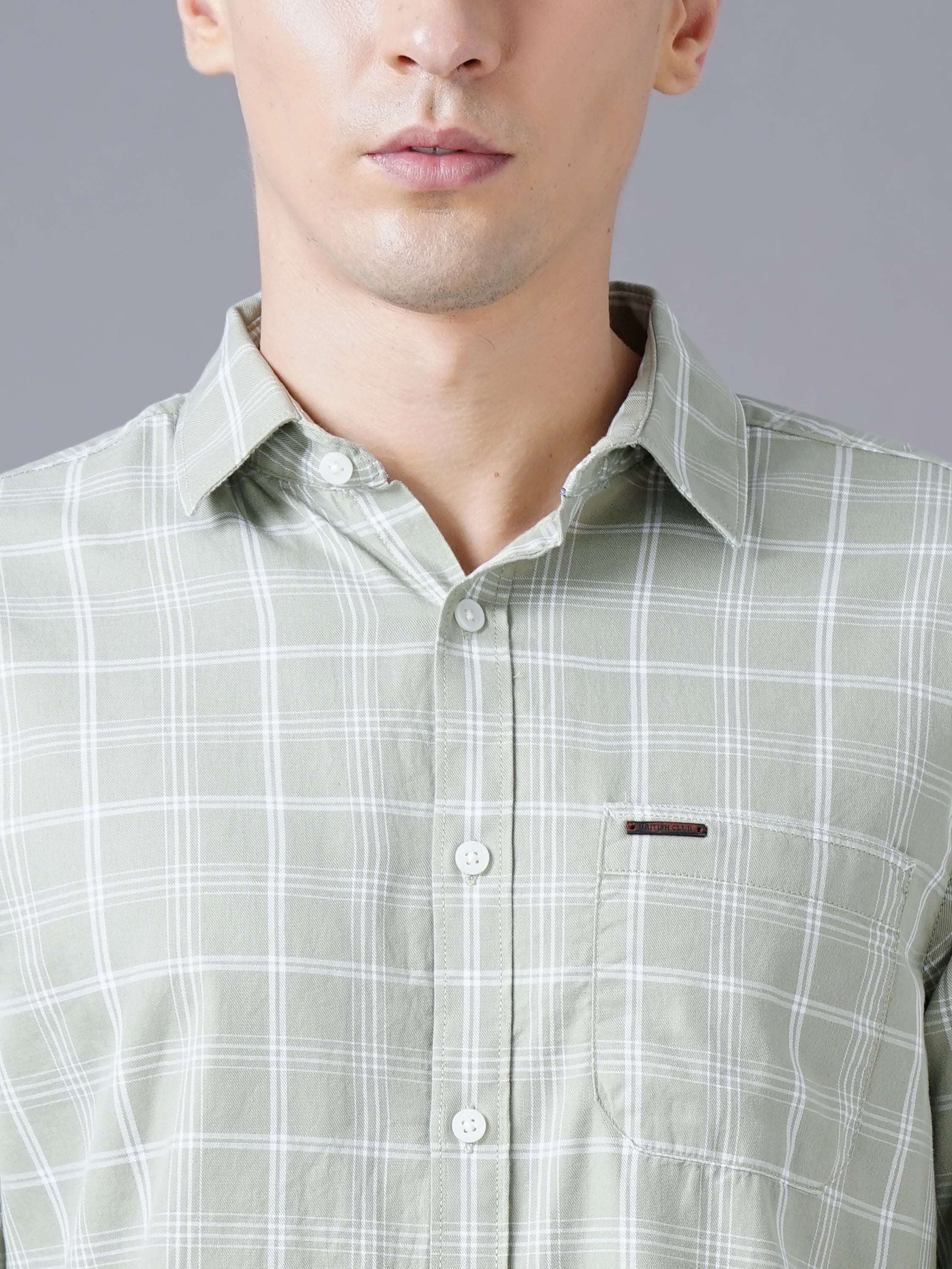 green Checks Slim fit casual Shirt