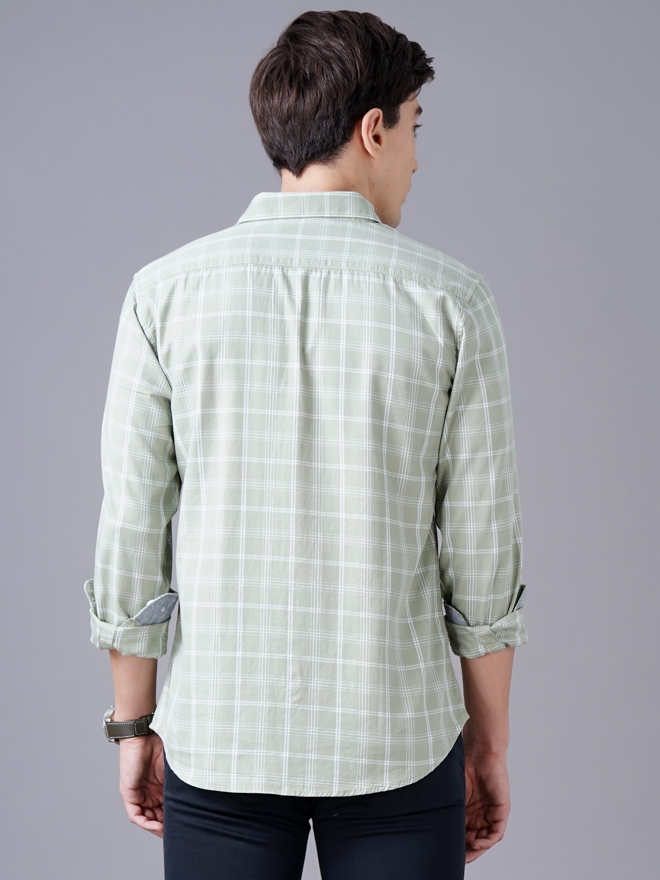 green Checks Slim fit casual Shirt