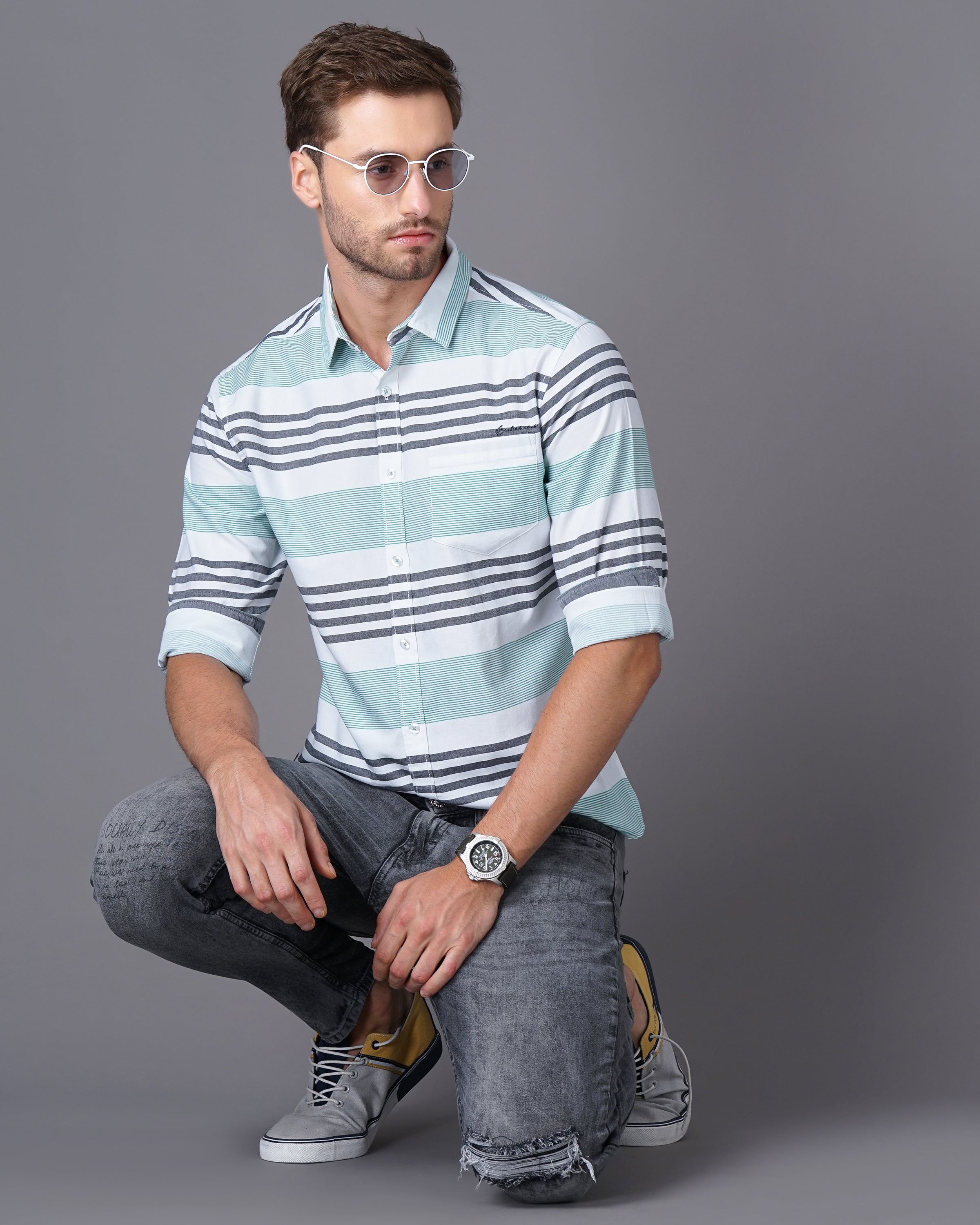 Slim Fit Striped Casual Shirt