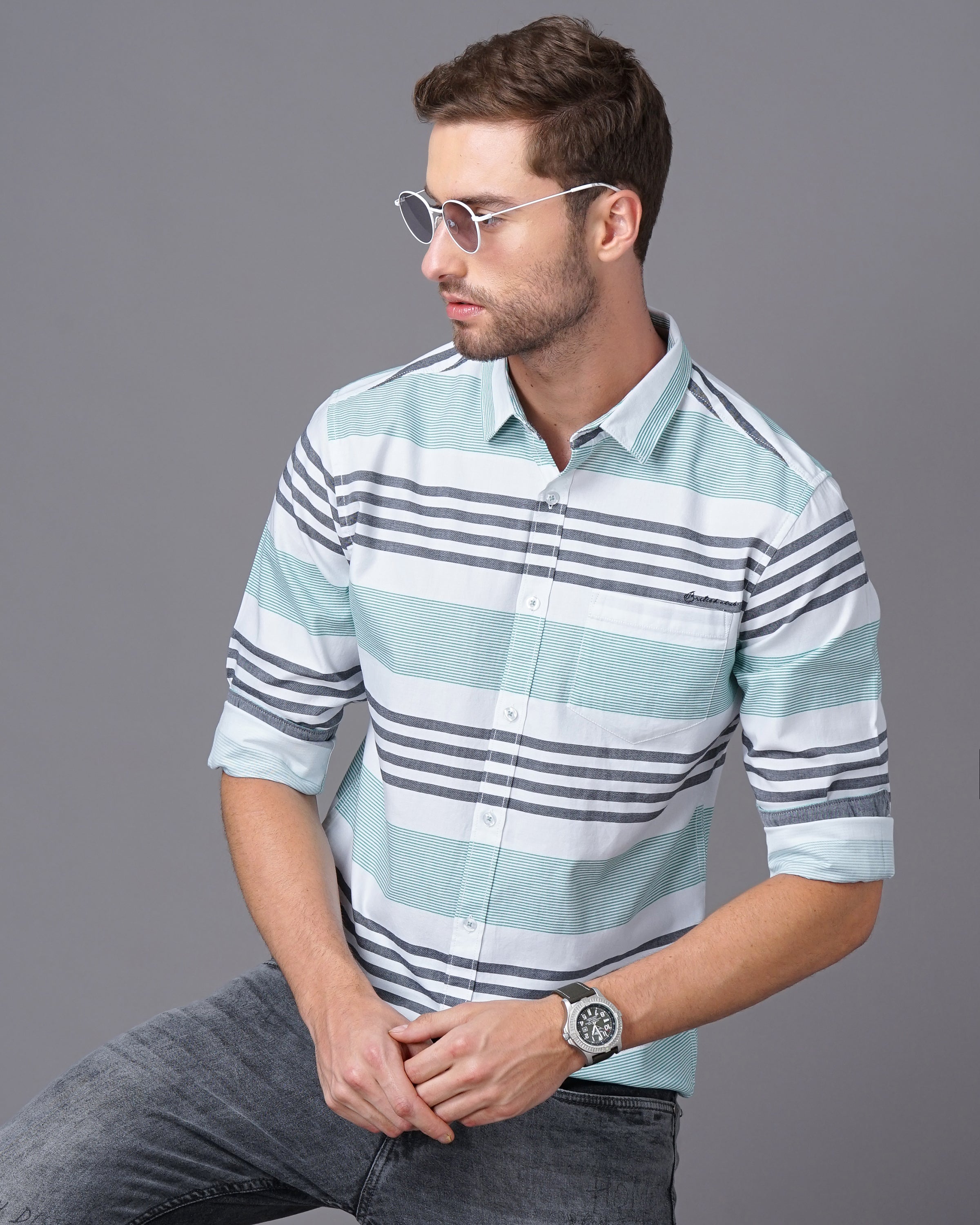Slim Fit Striped Casual Shirt