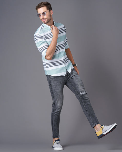 Slim Fit Striped Casual Shirt