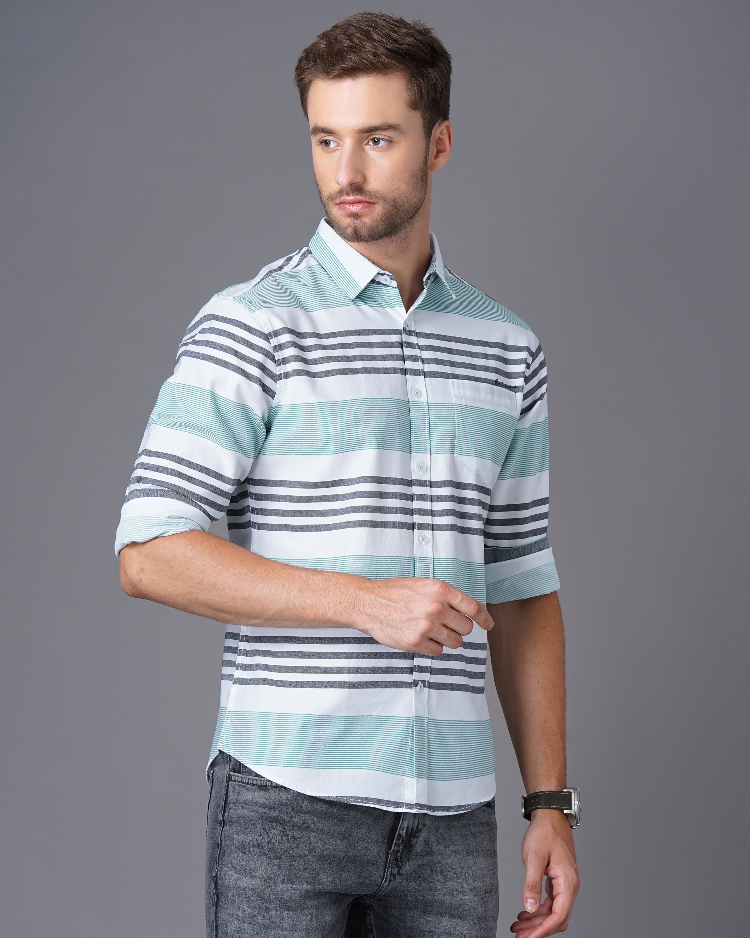 Slim Fit Striped Casual Shirt
