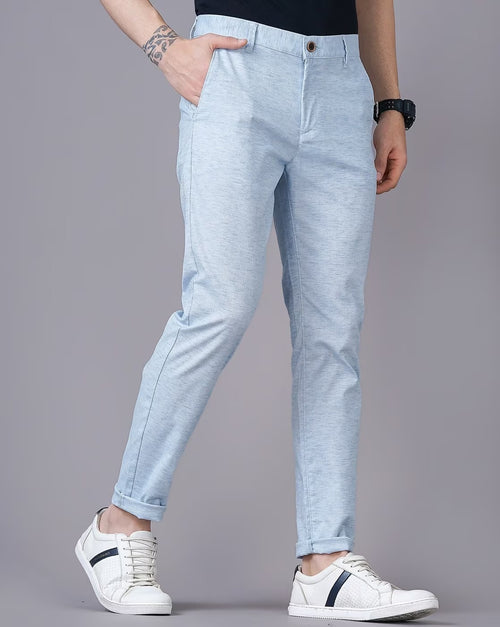 HEATHERED SLIM FIT FLAT-FRONT CHINOS