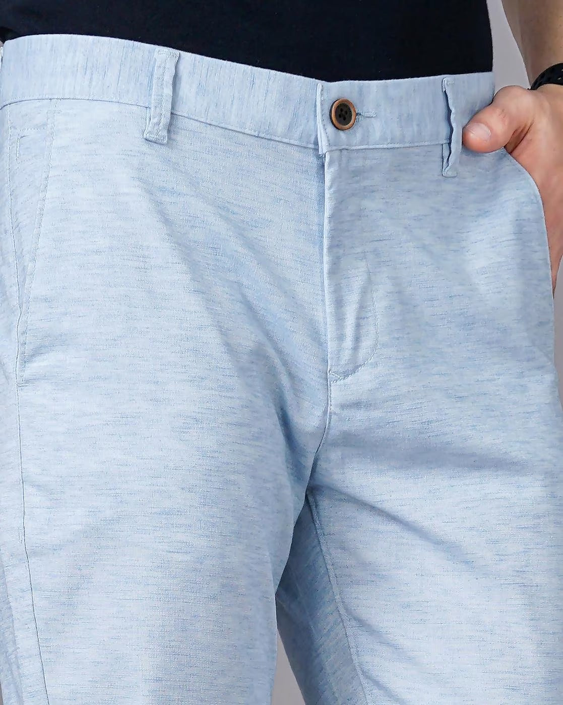 HEATHERED SLIM FIT FLAT-FRONT CHINOS