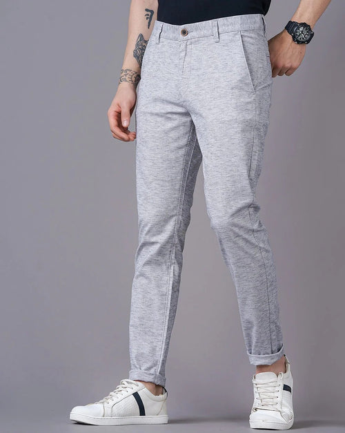 Heathered Slim Fit Flat-Front Chinos